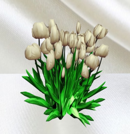 * Mesh Single Cluster of White Tulips with Resizer