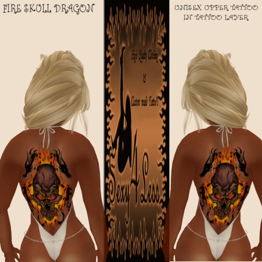 S4L UNISEX FIRE SKULL DRAGON UPPER TATTOO