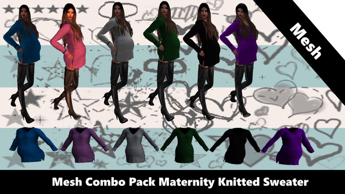 +LMS+Combo Maternity Knitted Hoddie Sweater Mesh