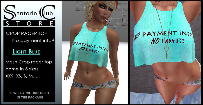 :SC: CROP RACER TOP ~ Light Blue