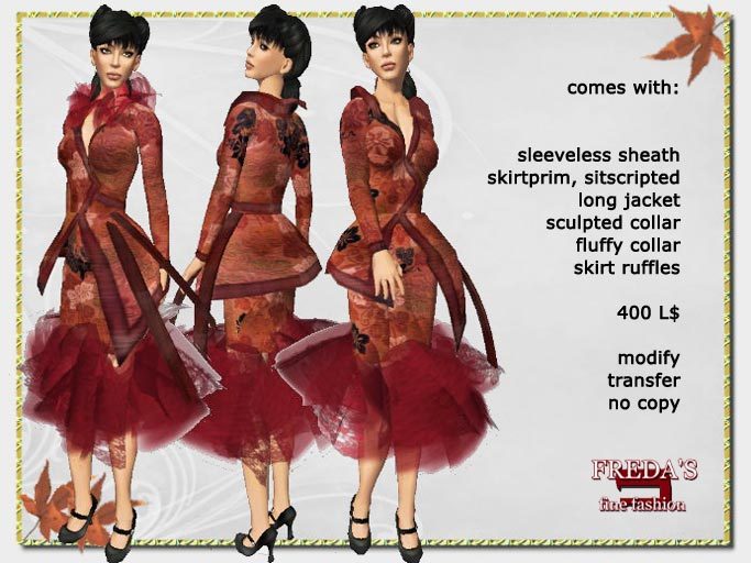 Second Life Marketplace - Fredas mod.080 elegant jacket dress combination  red black