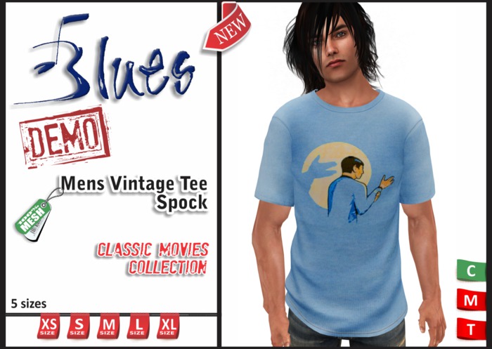 [BLUES] Mens vintage tee - Spock - (mesh) DEMO