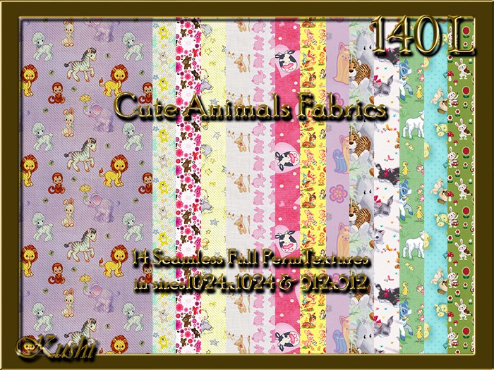 Cute Animals Fabric Pack Seamless1024x1024 & 512x512 Pack