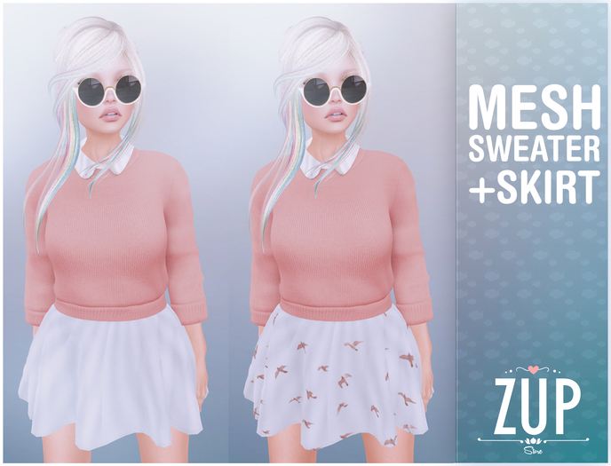 ::Zup:: Mesh Sweater + Skirt SALMON