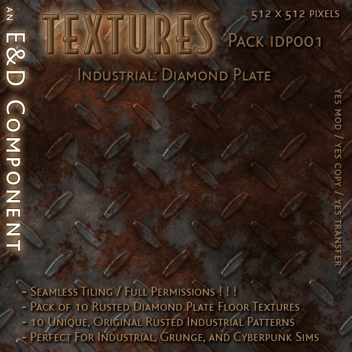 [IDP001] 10 Rusted Industrial Diamond Plate Textures Full Perm from E&D ENGINEERING