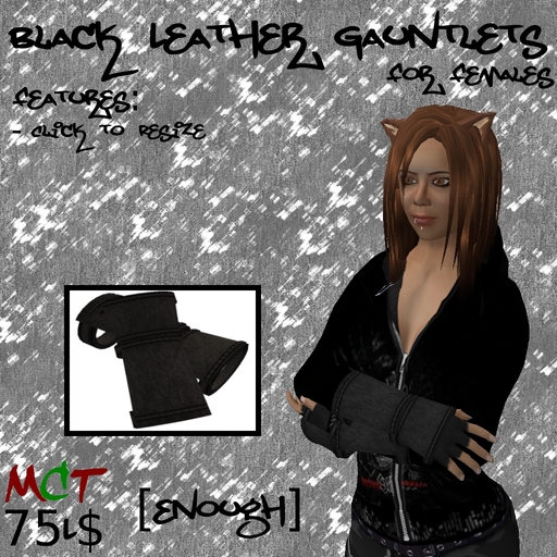 [Enough]Female Black Leather Gauntlets