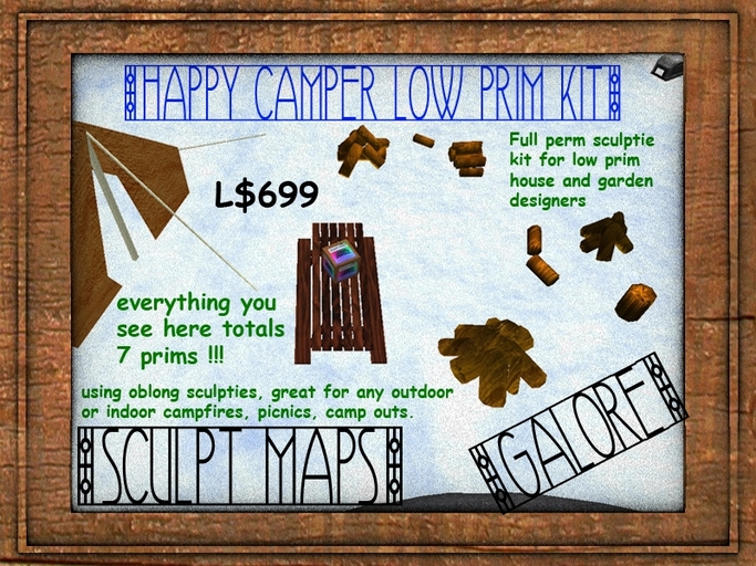 Sculpted camping set full perms sculpty tent picnic table fire logs