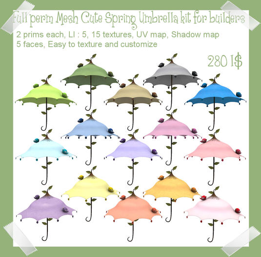 Full Perm MESH Cute Spring Umbrella kit for builders