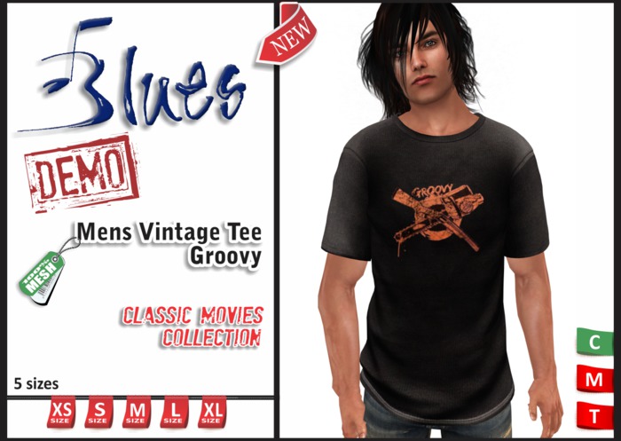 [BLUES] Mens vintage tee - Groovy - (mesh) -DEMO