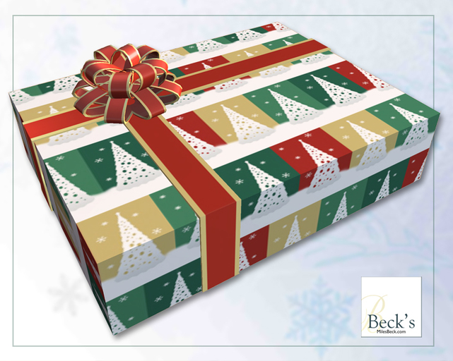 Christmas Gift Box with Easy Hover Text  - White Christmas Trees, from Beck's