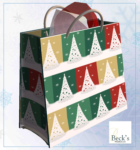 Christmas Gift Bag with Easy Hover Text - White Christmas Trees, from Beck's