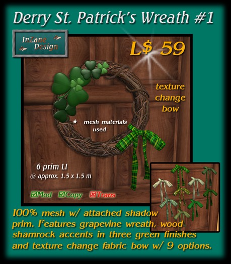 Derry St. Patrick's Day Wreath #1 - crated