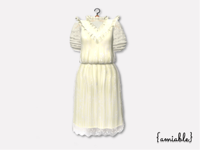 {amiable}Mesh Ruffled Tulle lace midi one-piece_Yellow