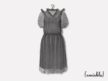 {amiable}Mesh Ruffled Tulle lace midi one-piece_Black