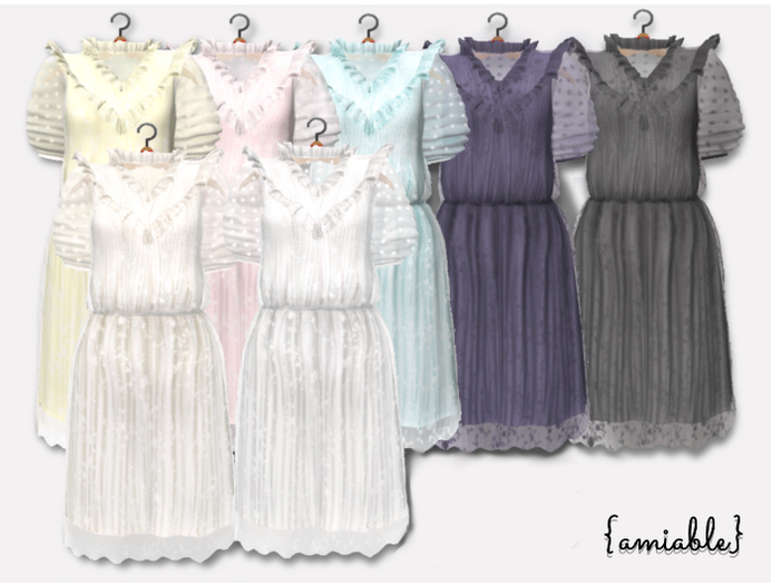 {amiable}Mesh Ruffled Tulle lace midi one-piece(FAT PACK)