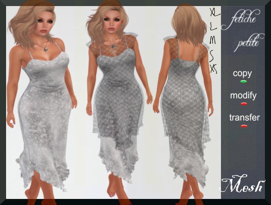 .::f  tiche petite::. Mesh long Spring Dress white/grey