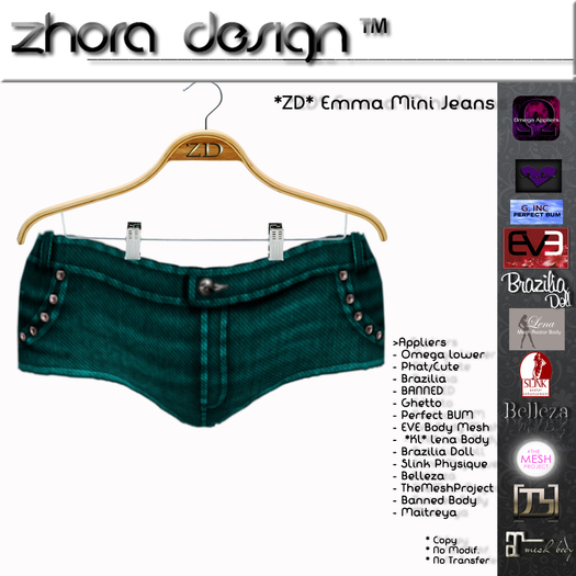 *ZD* Emma Mini Jeans Teal