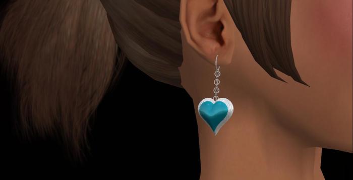  Turquoise and Silver Heart  Earrings