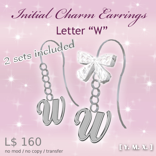[Y.M.X.] initial charm earrings W