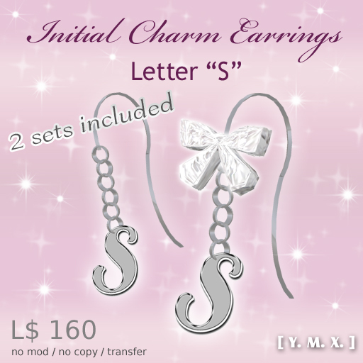 [Y.M.X.] initial charm earrings S