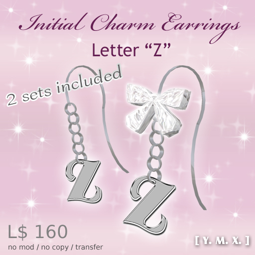 [Y.M.X.] initial charm earrings Z