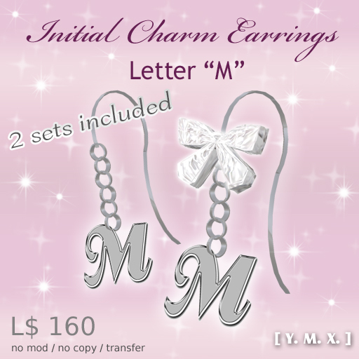 [Y.M.X.] initial charm earrings M