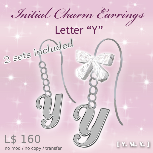 [Y.M.X.] initial charm earrings Y