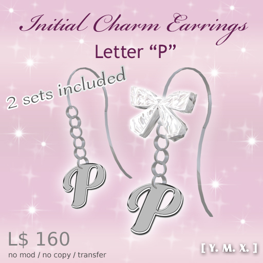 [Y.M.X.] initial charm earrings P