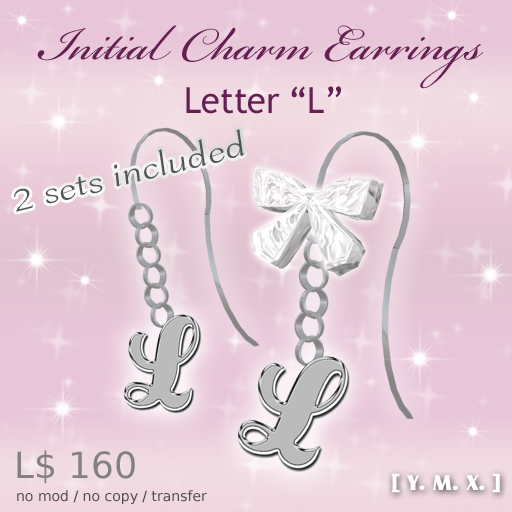 [Y.M.X.] initial charm earrings L