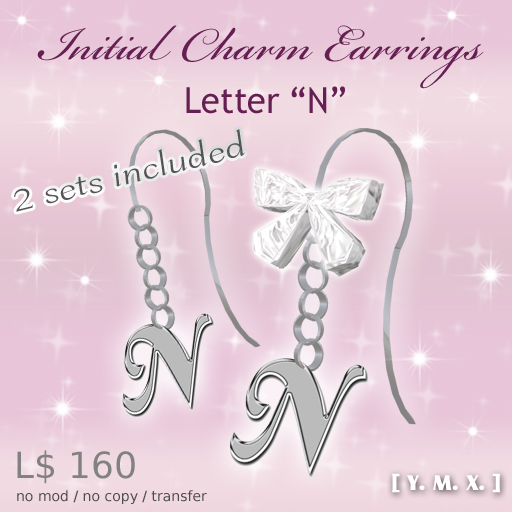 [Y.M.X.] initial charm earrings N