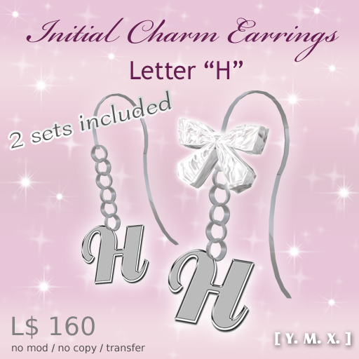 [Y.M.X.] initial charm earrings H