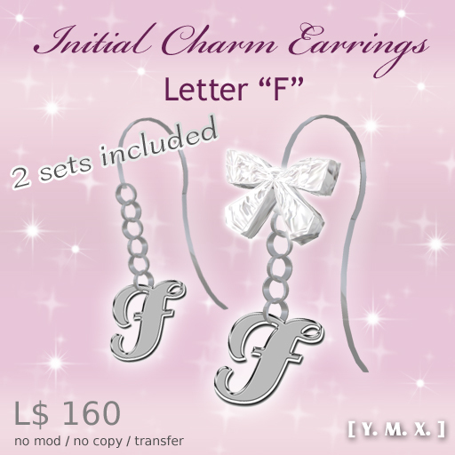 [Y.M.X.] initial charm earrings F