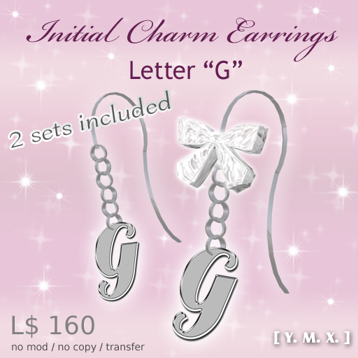 [Y.M.X.] initial charm earrings G