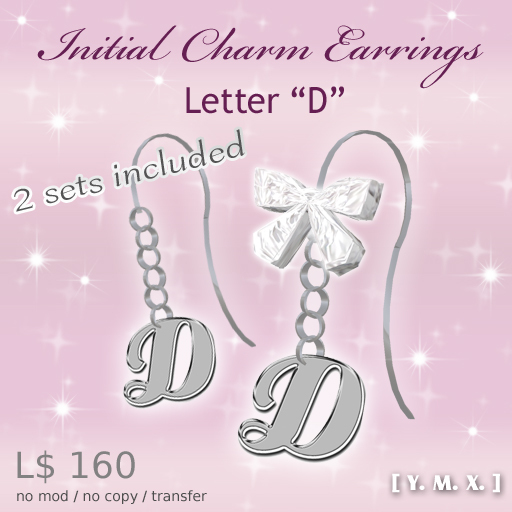 [Y.M.X.] initial charm earrings D