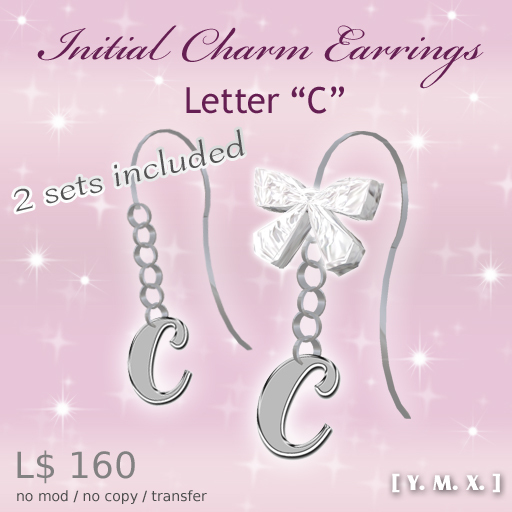 [Y.M.X.] initial charm earrings C