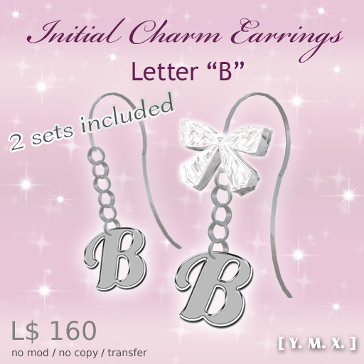 [Y.M.X.] initial charm earrings B