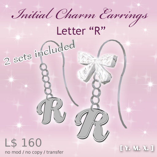 [Y.M.X.] initial charm earrings R