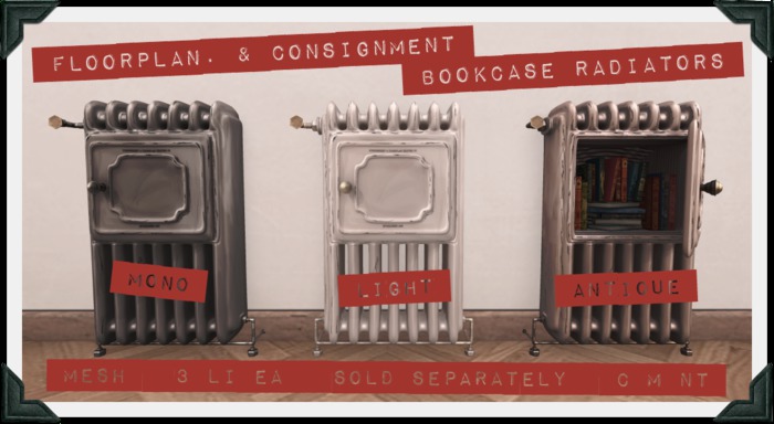Con.&floorplan. Radiator - Mono - Bookcase [boxed]