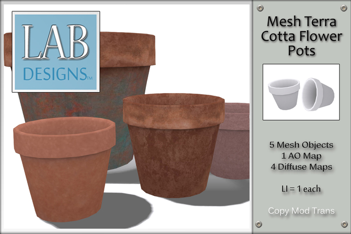 Lab Design Mesh Terra Cotta Flower Pots - Full Permission 