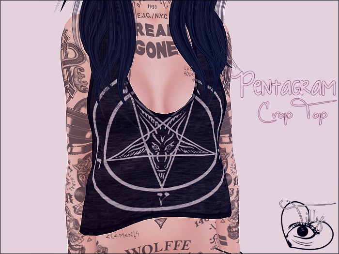 {Tilly} - Black Pentagram Crop Top