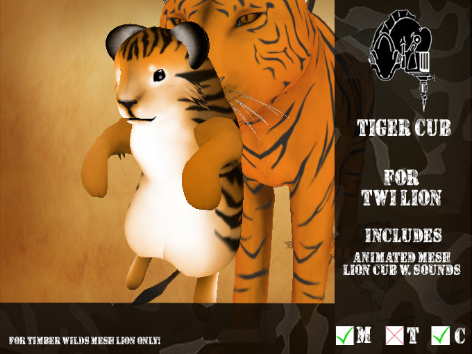 Second Life Marketplace - *CMFL* TWI LION- Tiger Cub (boxed)
