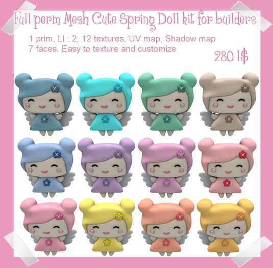Full Perm MESH Cute Spring doll kit for builders
