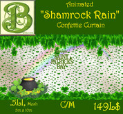 St Patrick's Day "Shamrock Rain" Animated Confetti Curtain, .5LI Mesh
