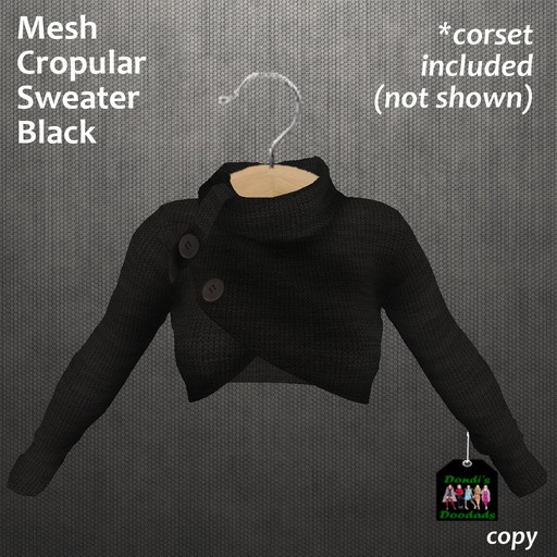 Dondi's Doodads Mesh Cropular Demand Sweater Black (wear)