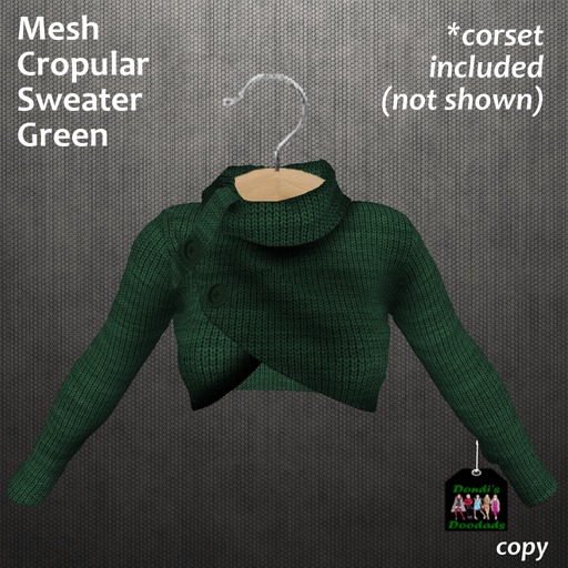 Dondi's Doodads Mesh Cropular Demand Sweater Green (wear)