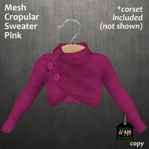Dondi's Doodads Mesh Cropular Demand Sweater Pink (wear)