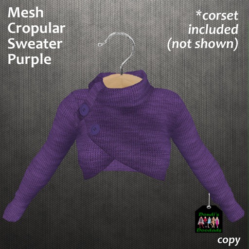 Dondi's Doodads Mesh Cropular Demand Sweater Purple (wear)
