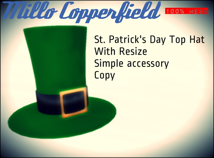  Millo Copperfield - St. Patrick's Day Top Hat, With Resize, Copy