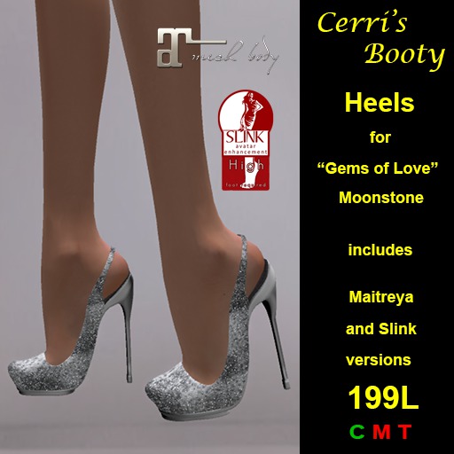 Cerri's Gems of Love Moonstone Heels Slink and Maitreya