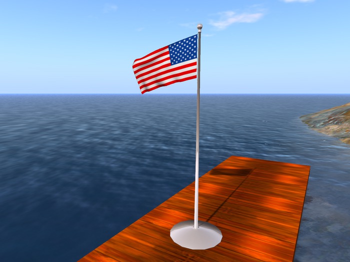 USA flag with rippling animation and following the SL wind